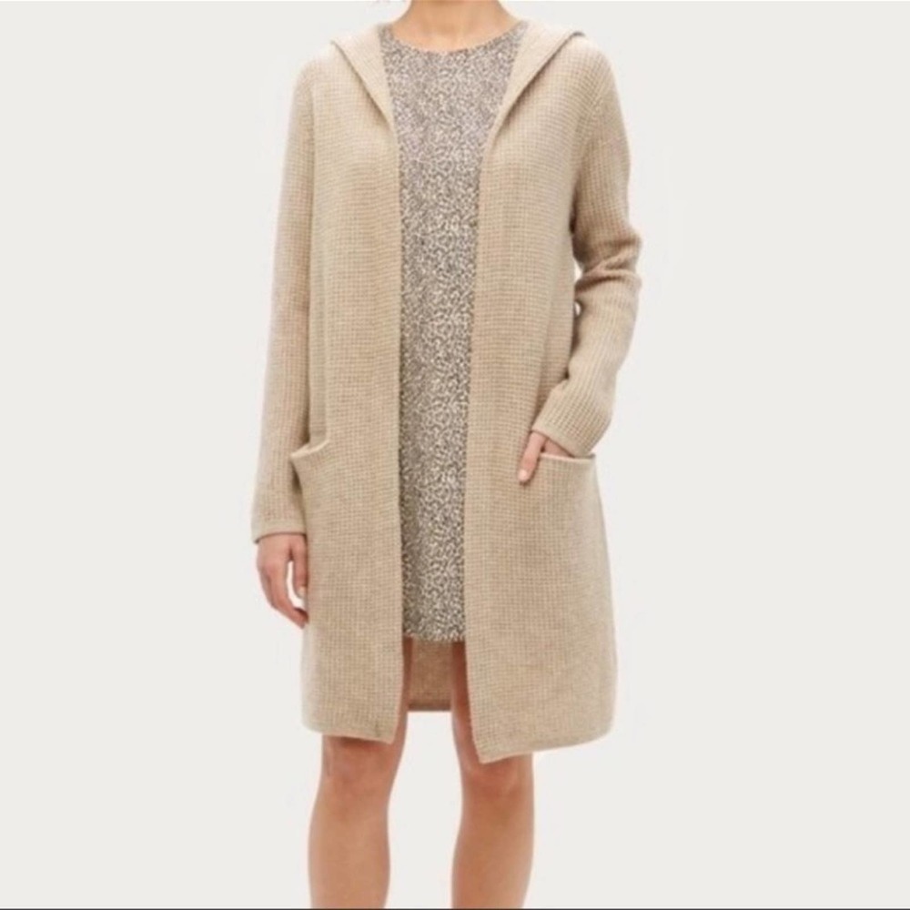 JENNI KAYNE Wool Cashmere Blend Hooded Open Front Duster Cardigan Womens Size XS - Picture 10 of 10